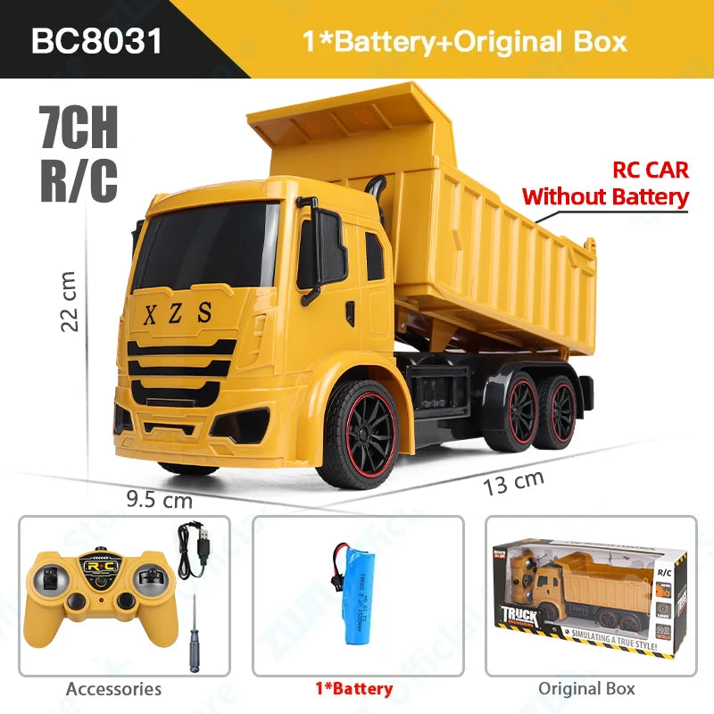 ZWN 2.4G Remote Control Excavator Dump Truck Alloy Construction Vehicle Toy