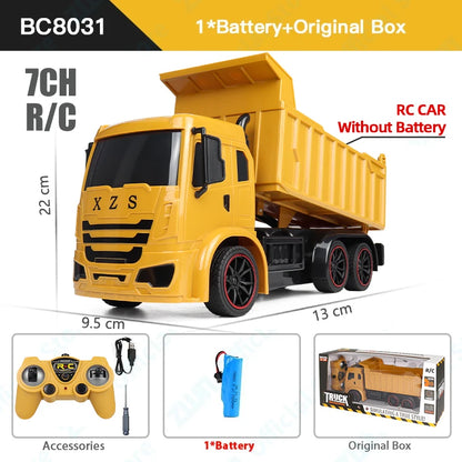 ZWN 2.4G Remote Control Excavator Dump Truck Alloy Construction Vehicle Toy