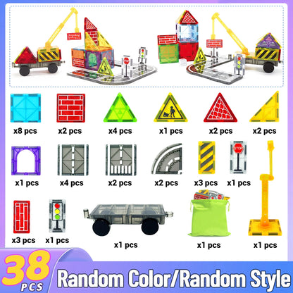 Magnetic Road Set With Car Building Blocks Toy for Toddlers