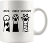 Rock Paper Scissors Cat Paw Ceramic Mug - Cat Lover Gift, 320 ml (11 oz) Coffee & Tea Mug