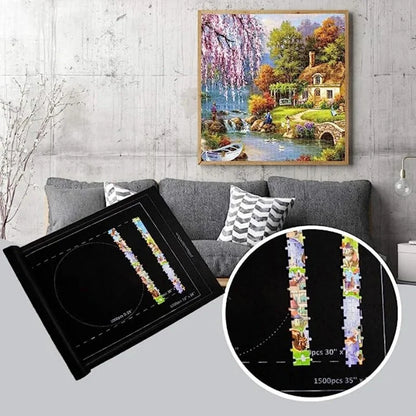Puzzles Pad Jigsaw Roll Felt Mat, Playmat Blanket for Up to 1500 Pcs Puzzle, Portable Travel Storage Bag, Puzzle Accessories