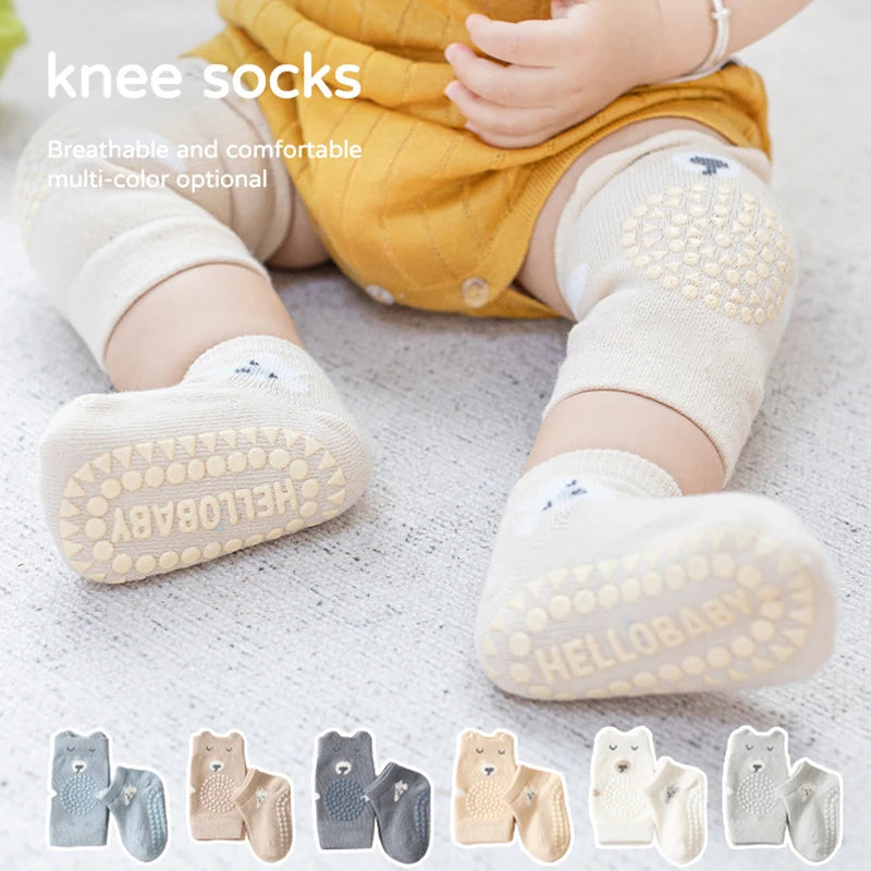 Safety Baby Knee Pads Socks Set - Autumn Anti-Slip Knee Protector for Kids | Crawling Floor Socks, Kneecap Leg Warmer for Girls