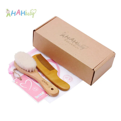 Baby Hair Brush and Comb Set for Newborn - Massage Bath & Shower - Custom Logo Mini Baby Wooden Hair Brush for Kids