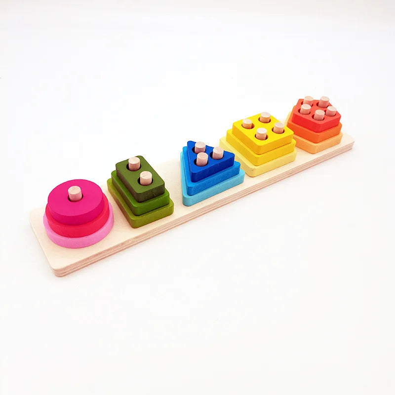 Children’s Wooden Stack Toy Color and Shape Classification Puzzle