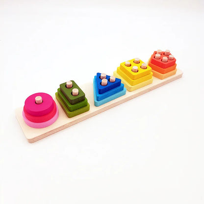 Children’s Wooden Stack Toy Color and Shape Classification Puzzle