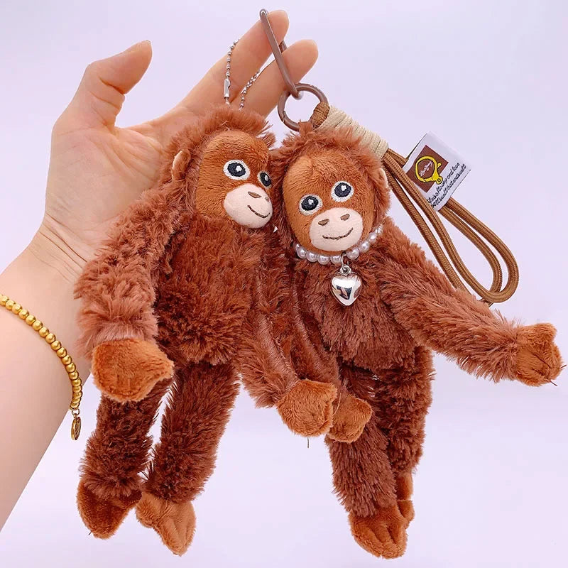 8-Inch Cute Little Monkey Plush Pendant – Soft Stuffed Animal Backpack and Bag Keychain