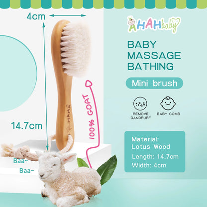 Baby Hair Brush and Comb Set for Newborn - Massage Bath & Shower - Custom Logo Mini Baby Wooden Hair Brush for Kids