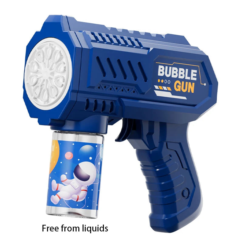 Dinosaur Bubble Machine — Automatic Battery-Powered Bubble Gun for Kids, LED Lights, 360° Rotating, Portable