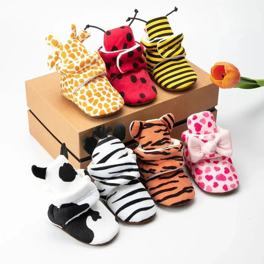 Meckior Newborn Baby Boy & Girl Soft Fleece Booties – Winter Ankle Crib Slippers, Toddler First Walkers