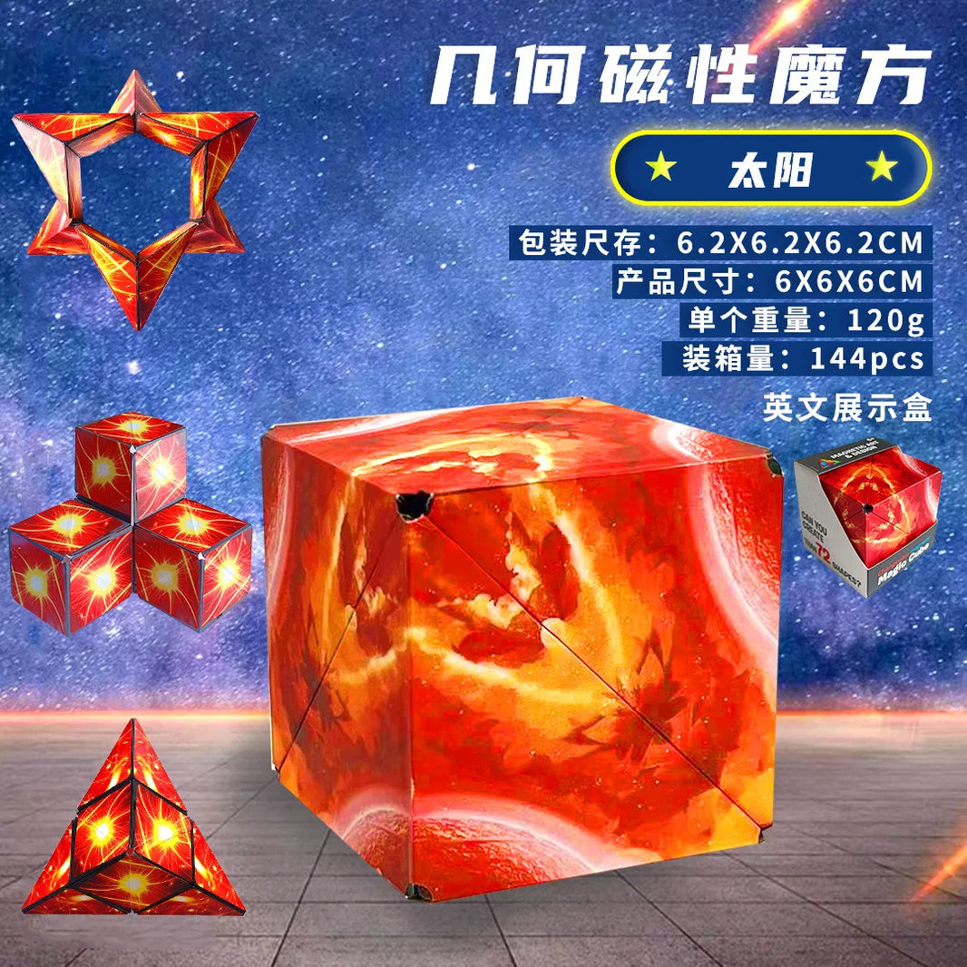 Variety Geometric Changeable Magnetic Magic Cube, Anti-Stress 3D Hand Flip Puzzle Cube, Kids Stress Reliever Fidget Toy