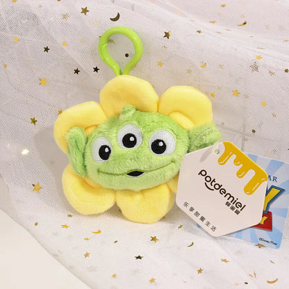 Disney Toy Story Alien Plush Pendant, Cute Kawaii Three-Eyed Backpack Keychain Toy