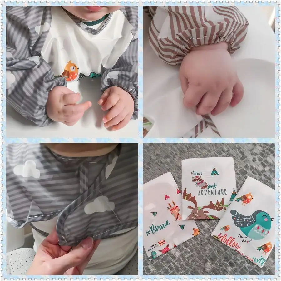 Waterproof Baby Eating Smock – Long-Sleeve Bib & Art Apron with Cute Animal Design - Kidzy Market