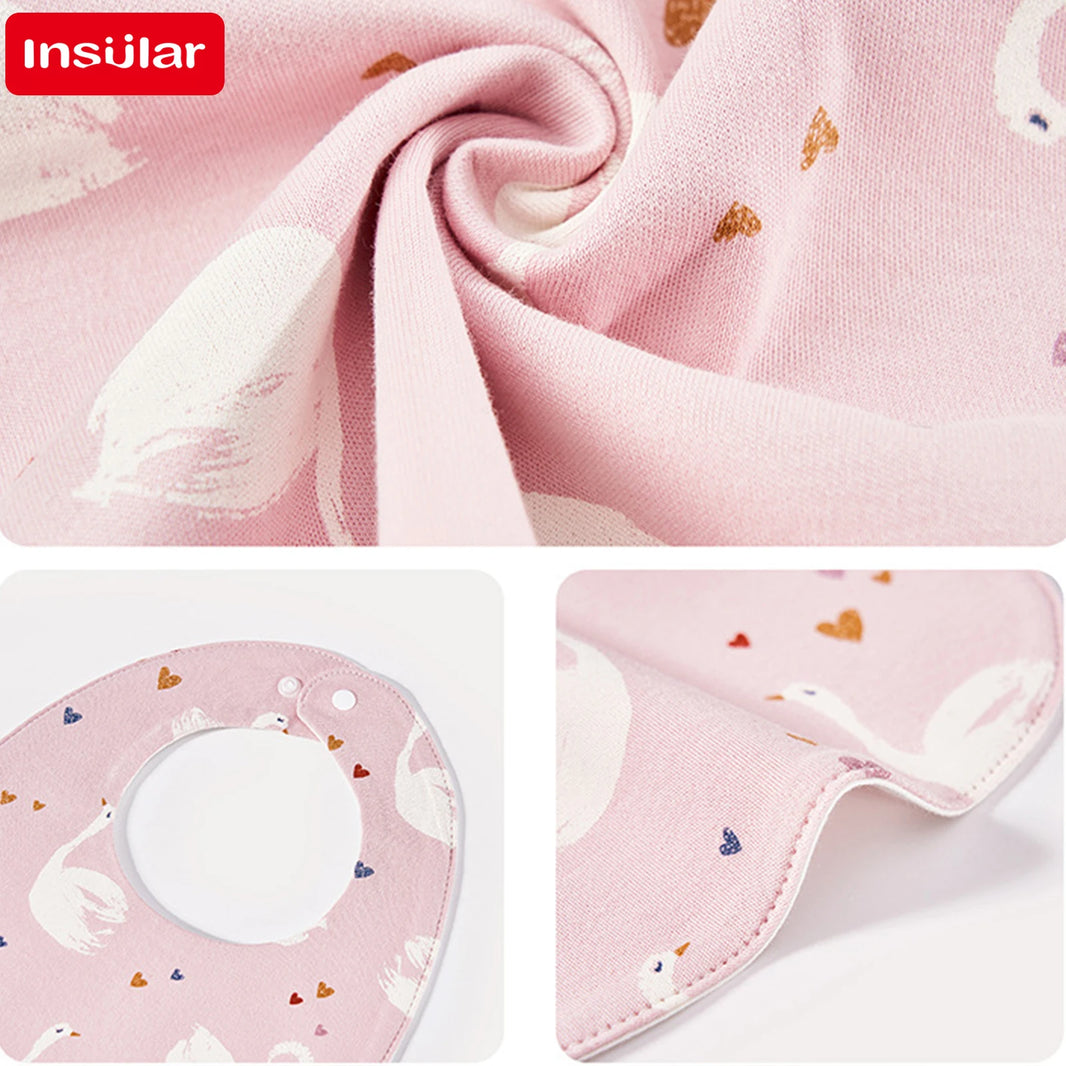 INSULAR 3-Layer Baby Bibs & Burp Cloth Set – Soft Cotton Adjustable U-Shape Feeding Bib for Newborns & Infants, Saliva Towel & Rice Bag - Kidzy Market