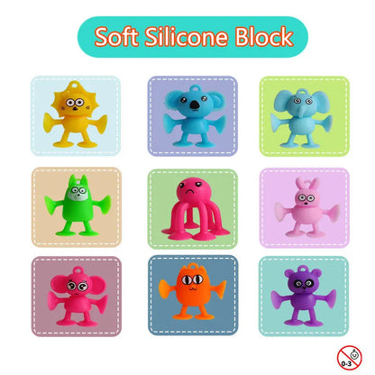 Montessori Animal Silicone Soft Building Blocks – DIY Suction Cup Assembly for Sensory Play and Educational Toy for Children