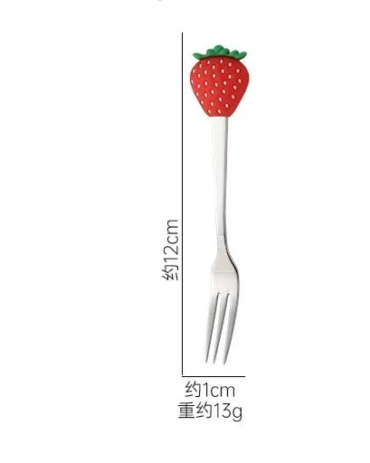 Cute Fruit Shape Baby Feeding Spoon & Dessert Cake Fork – Coffee Stirring Spoon, Kitchen Tableware Utensils, Kids Gifts & Baby Gadgets