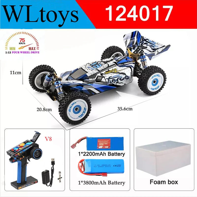 Wltoys 124017-V8 1/12 Racing RC Car with 4WD Brushless Motor and 75km/h Speed