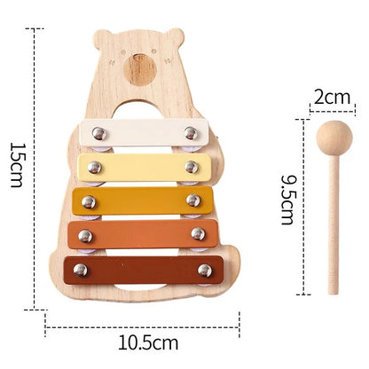 Musical Montessori Toys – Baby Rattle Bell, Drum, Xylophone, and Percussion Set for 0-3 Year Olds, Early Educational Instruments for Kids.