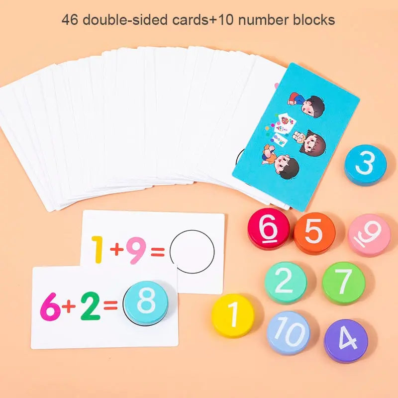 Montessori Wooden Math Toy – Digital Cards for Addition and Subtraction Learning