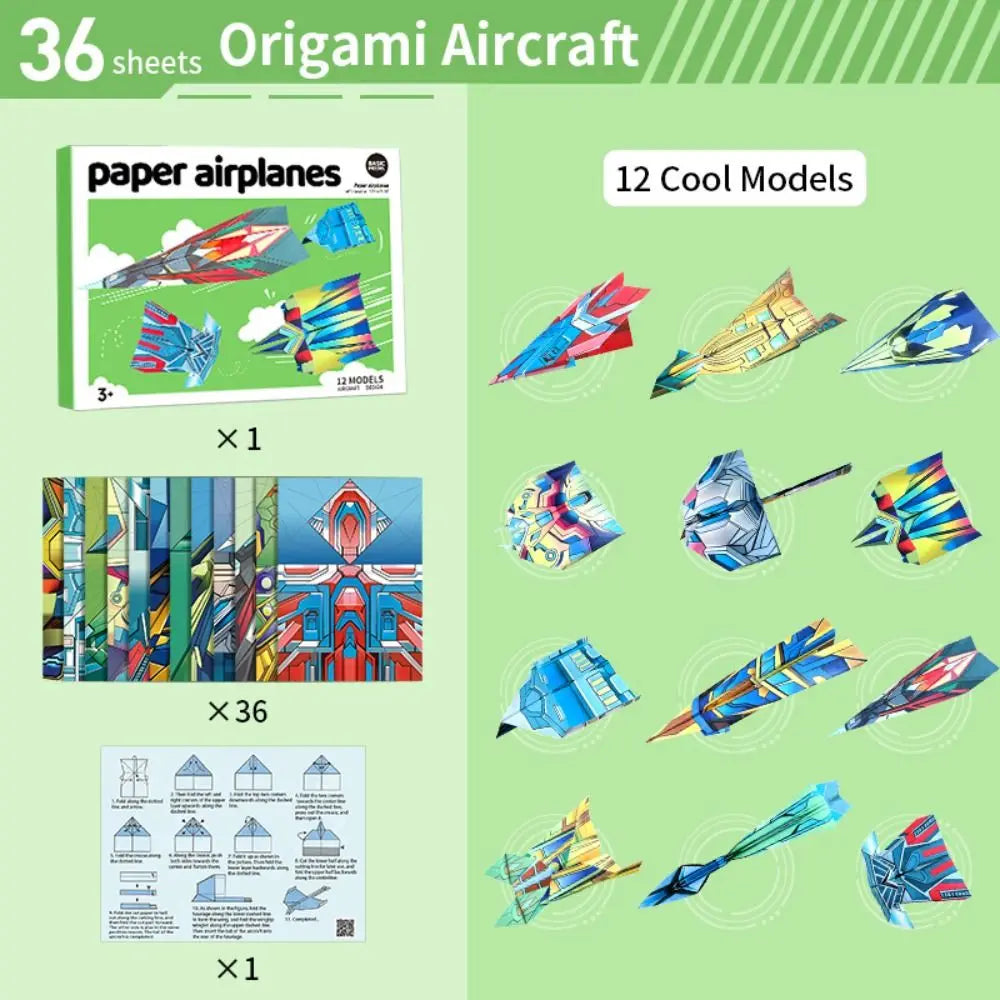 Handmade Paper Airplane Origami Montessori Folding Cartoon 3D Versatile Paper Aircraft Toy