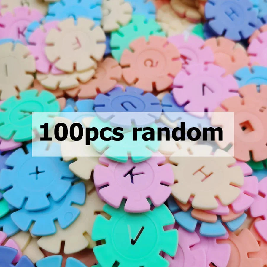 60/100/200PCS Snowflake Building Blocks – Puzzle Plastic Educational Toy for Kids, Early Education Gift in 2 Colors