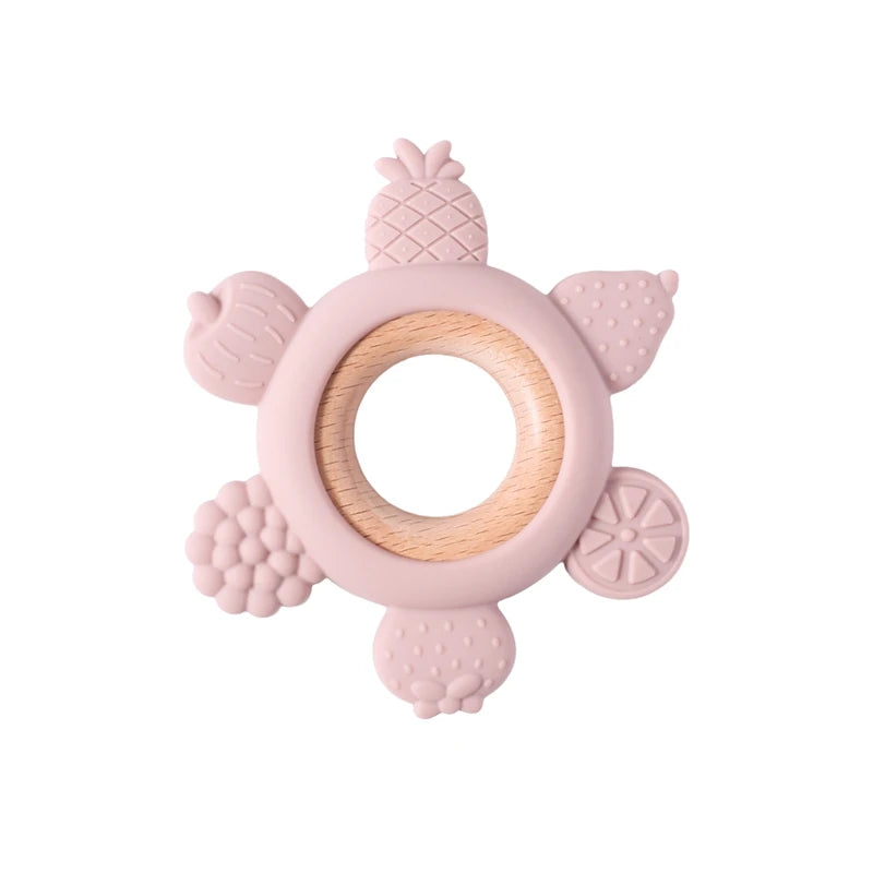 Baby Silicone Teether - Teething Toy for Infants 0-12 Months | Cartoon Rattle & Gum Relief Baby Accessories