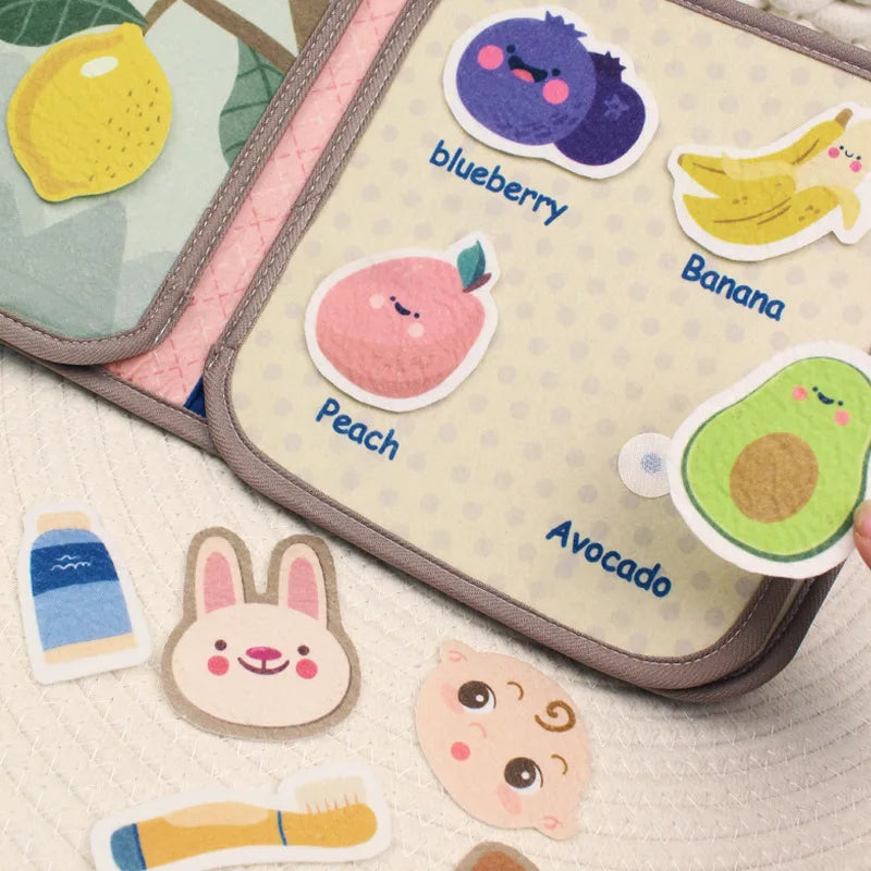 Montessori Busy Book – Animal Cognitive Fabric Puzzle and Sensory Toy for Early Education