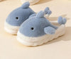 Shark Plush Cotton Slippers - Thick Sole Non-Slip Indoor Home Slippers for Men & Women, Warm Cute Couple Slippers
