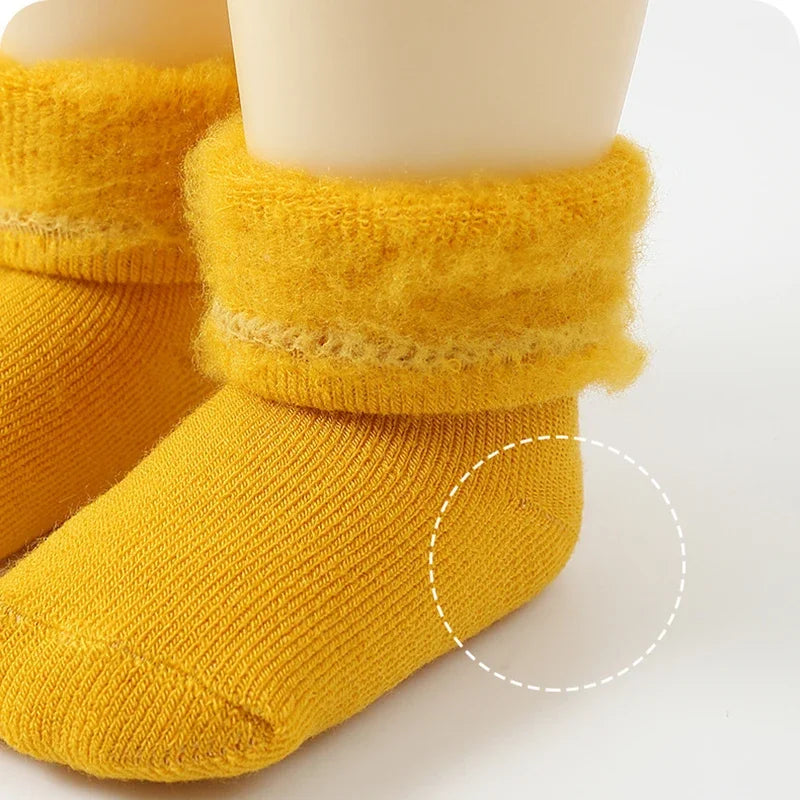 Winter Baby Newborn Warm Plush Socks - Candy Color Calf Floor Socks for Baby Boys & Girls | Autumn Thermal Cotton Socks for Toddlers