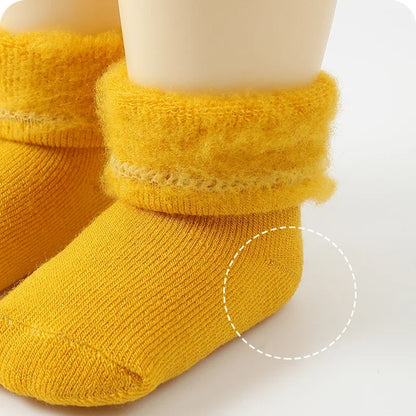 Winter Baby Newborn Warm Plush Socks - Candy Color Calf Floor Socks for Baby Boys & Girls | Autumn Thermal Cotton Socks for Toddlers