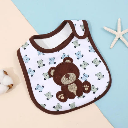 3-Piece Set – Waterproof Baby Bibs with Cartoon Embroidery, Saliva Towels & Rice Pocket for Infants - Kidzy Market