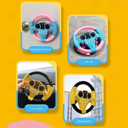 Infant Shining Simulation Steering Wheel Toy Children’s Early Education Copilot Stroller Vocal Toy