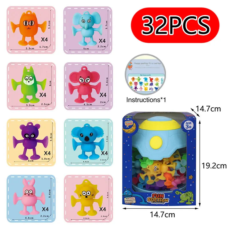 Montessori Animal Silicone Soft Building Blocks – DIY Suction Cup Assembly for Sensory Play and Educational Toy for Children