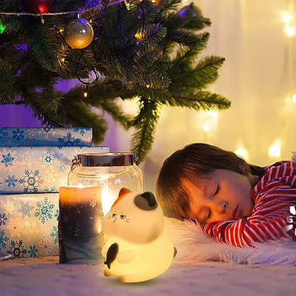 Cat Night Light for Kids 7-Color Dimmable Touch Control Rechargeable Portable Lamp