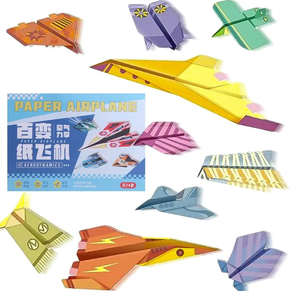Handmade Colored Paper Set Art Learning Airplane Origami Cartoon 3D Versatile Paper Aircraft Toy
