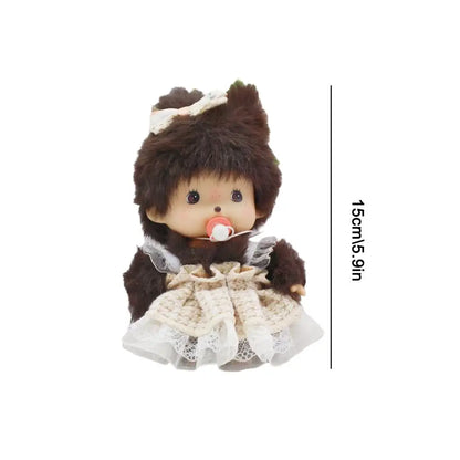 15cm Kawaii Mochi Monkey Plush Doll, PP Cotton Hand Puppet Bag Pendant Charm Toy
