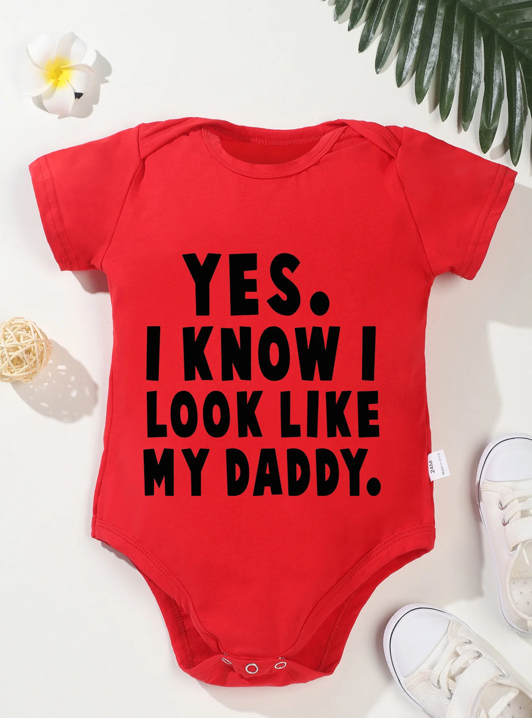 "Yes, I Know I Look Like My Daddy" Baby Romper – Short Sleeve Infant Jumpsuit – Cute Newborn & Toddler Bodysuit for Boys & Girls