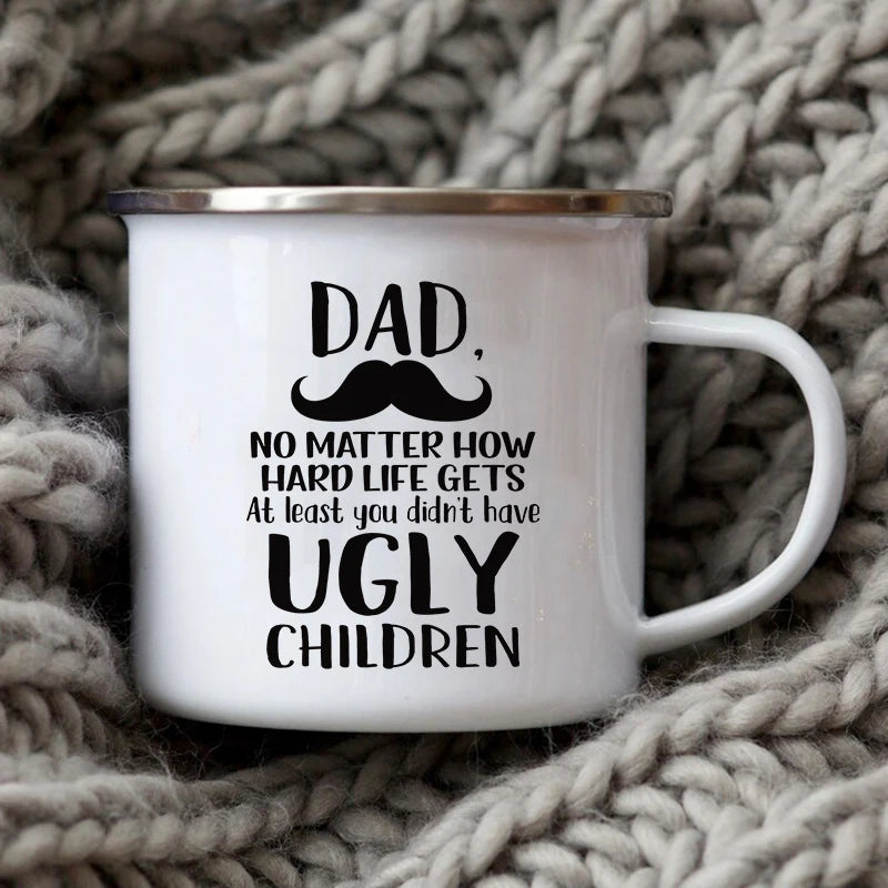 Dad Nutritional Facts Enamel Coffee Mug – Best Dad Ever Gift from Kids – Father's Day Gift for Papa, Daddy, Stepdad