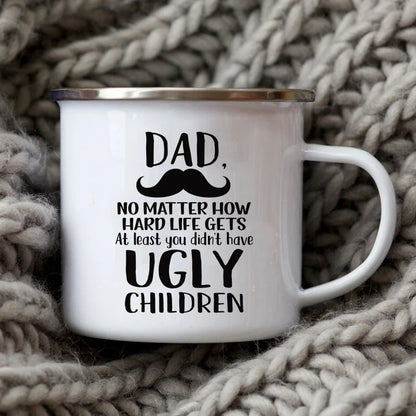 Dad Nutritional Facts Enamel Coffee Mug – Best Dad Ever Gift from Kids – Father's Day Gift for Papa, Daddy, Stepdad
