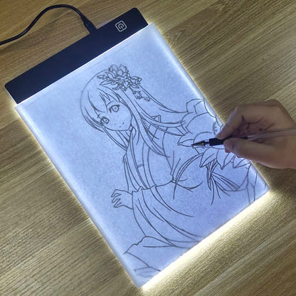 LED Drawing Copy Pad – 3-Level Dimmable Board for Animation Painting, Adjustable Light Notepad Educational Toy Gift for Children