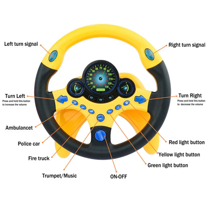 Electric Simulation Steering Wheel Toy with Light and Sound Educational Children’s Co-Pilot Car Vocal Toy Gift