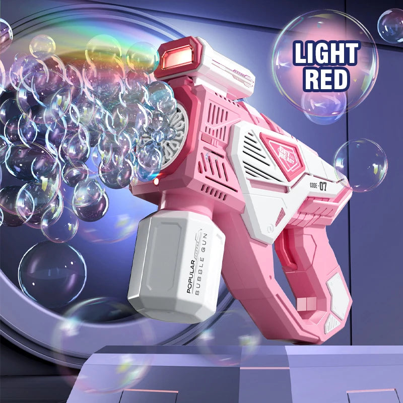 Astronaut Automatic Bubble Gun for Kids with Blue LED Lights — Battery-Powered Bubble Machine Toy (8.26 x 2.95 x 5.9 in / 21 x 7.5 x 15 cm)
