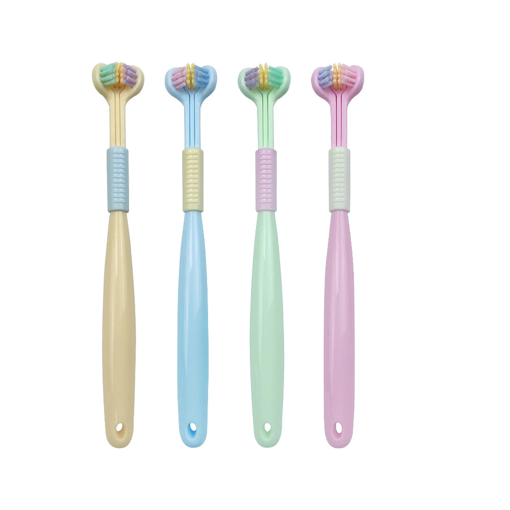 Three-Sided Toothbrush - Children Soft Bristles V-Shaped Teeth Whitening Oral Care Hygiene Tool