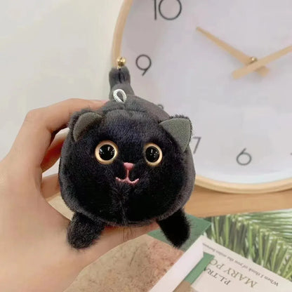 Wagging Tail Plush Cat Keychain – Cute Cartoon Animal Bag and Door Pendant for Girls