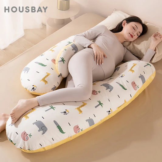 Pregnancy Pillow with Detachable Pillowcase - Maternity Sleeping Body Support Pillow for Lumbar & Full Body Comfort