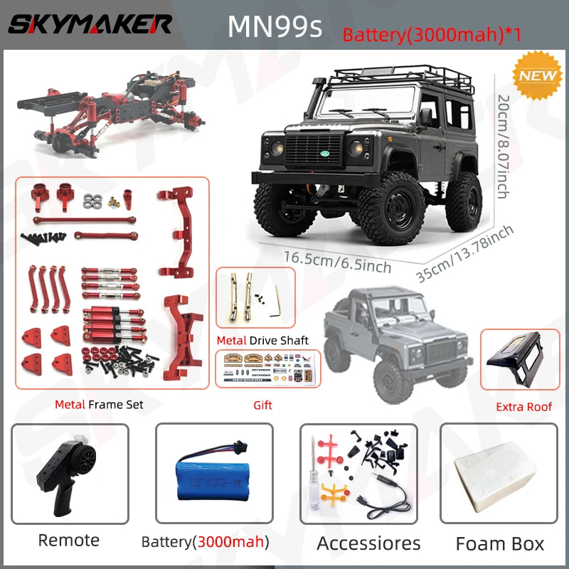 MN99s MN98 1:12 RC Rock Crawler Defender with 4WD and 2.4G Remote Control