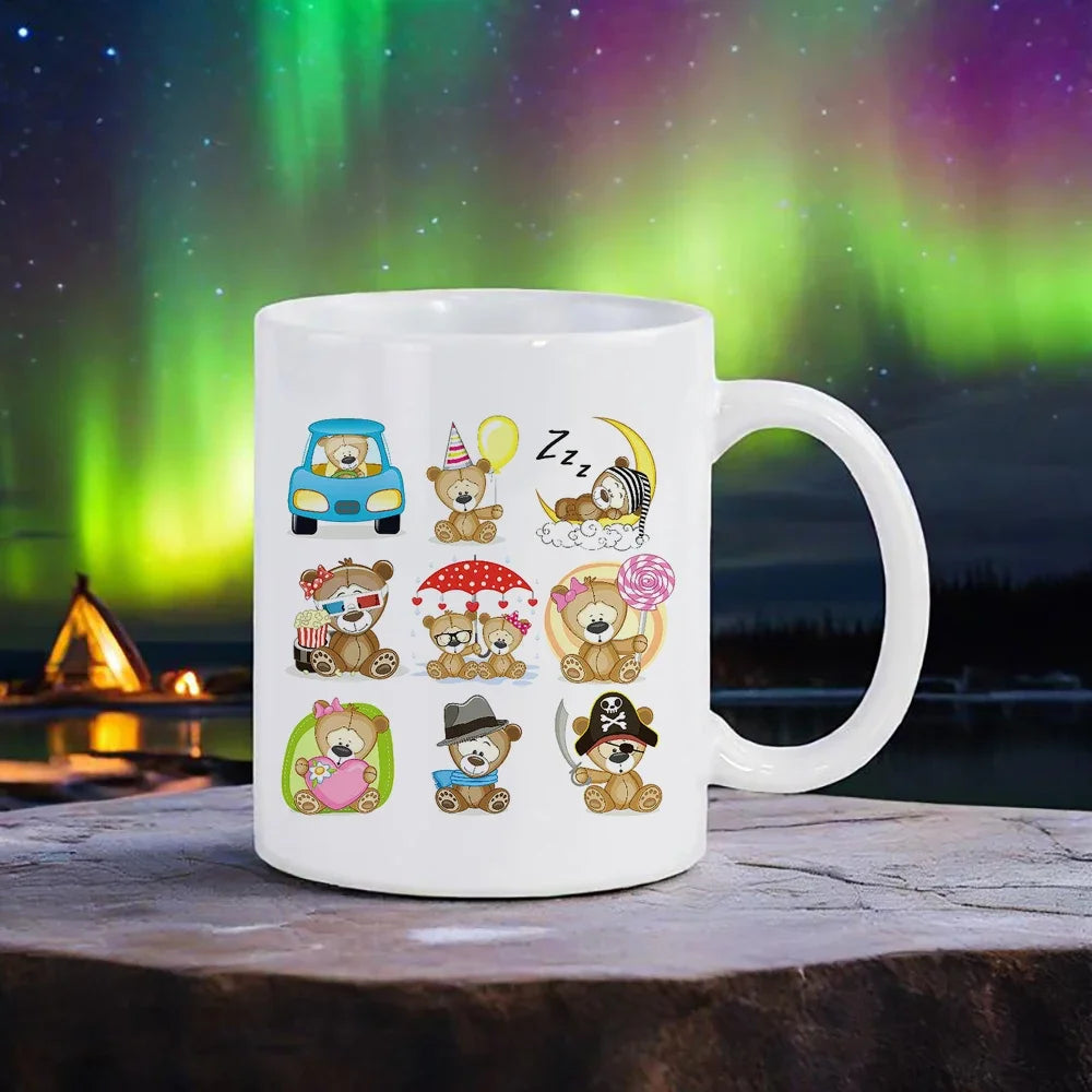 Cute Big-Eyes Animal Porcelain Coffee Mug - 320 ml (10.8 fl oz) Cartoon Kids Breakfast & Juice Cup