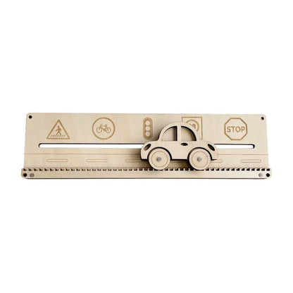 DIY Montessori Busy Board – Wooden Accessories with Hand-Pulled Wheel, Gear, Drum, Car, and Castle, Early Educational Toy for Children Gift