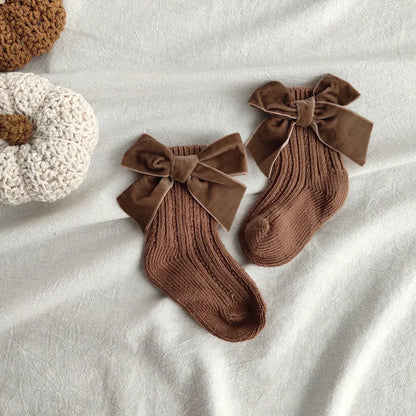 Winter Baby Socks Boy Girl Newborn Autumn Big Bow Cotton Mid-Tube Warm Socks Toddler Infant Accessories