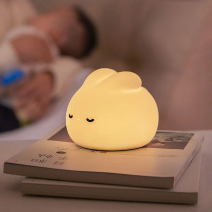 Rabbit Night Light for Kids Cute Bunny USB Silicone Lamp Nursery Toddler Room Decor Gift