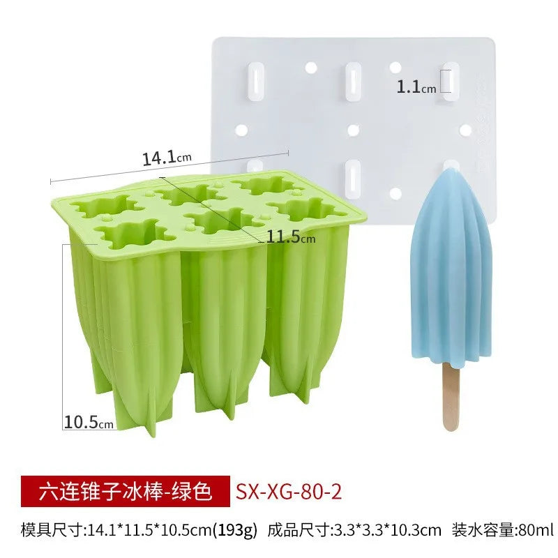 Silicone Spiral Popsicle Molds 4-Cell Reusable BPA Free Ice Pop Maker